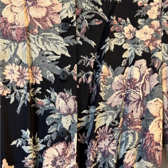 Vintage 90s Floral Midi Dress Union Made USA Size 8 Shoulder Pads - Picture 9 of 15